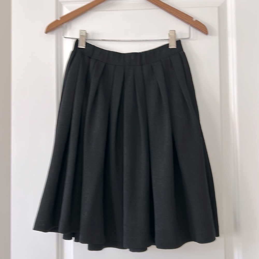 Black Pleated A-Line Women's Skirt